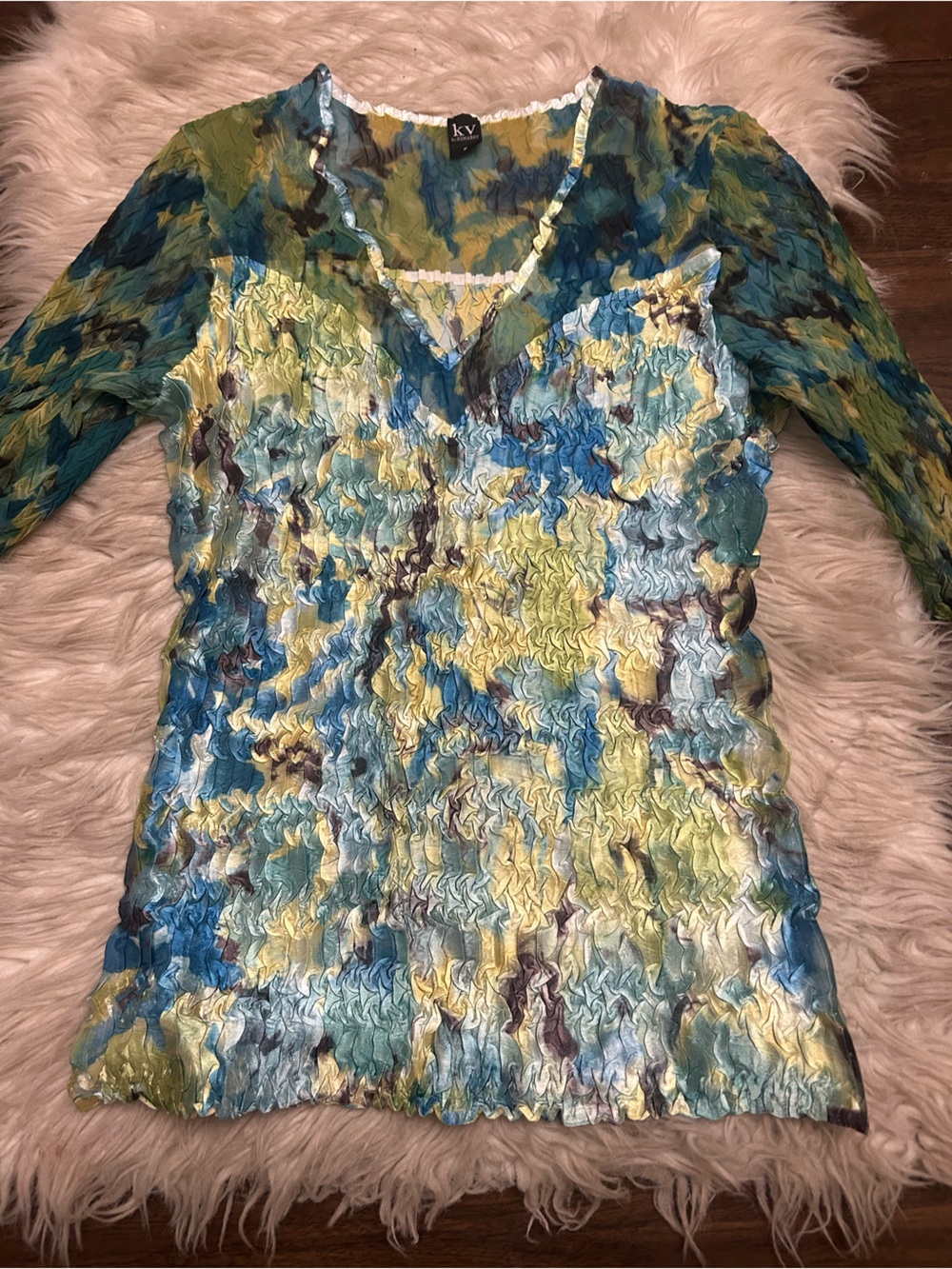 KV BY KOMAROV Kringle Style Blouse Sheer Arm & Top *Wearable Art* - Picture 4 of 12